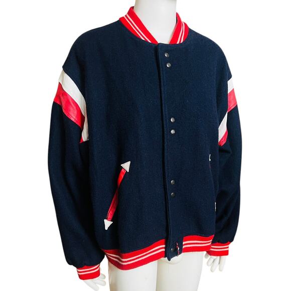 Mac Douglas Vintage Bomber Wool and Leather Jacket Size XXL Snaps Closure - Picture 2 of 11